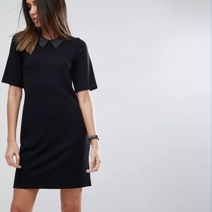 ASOS T-Shirt Mini Dress With Faux Leather Collar